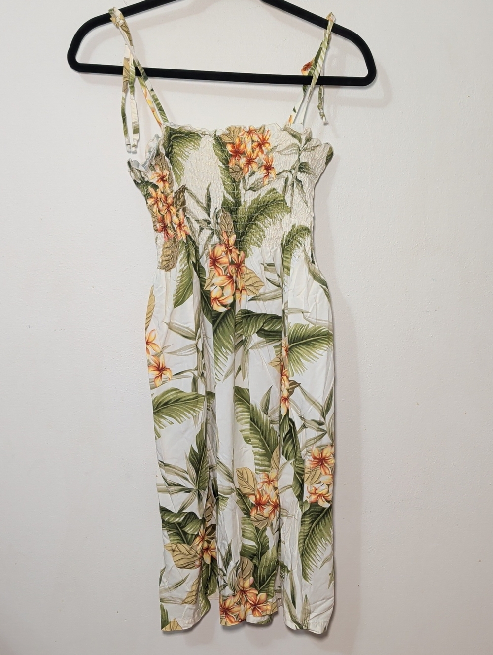 Vintage Shannon Marie Hawaiian Smocked Tropical Floral Midi Sundress Size S